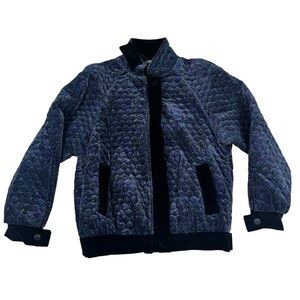 Vintage 90s Sara Roberts Quilted Velvet Jacket Paisley Purple USA Womens Size 8